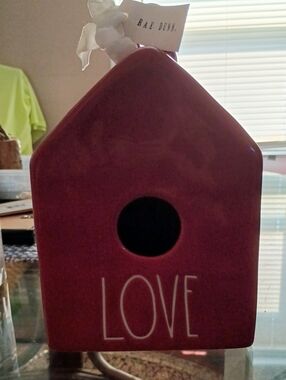 Rae Dunn Red Gloss Ceramic LOVE Birdhouse